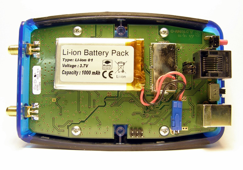 The lithium-ion battery pack inside the miniVNA PRO