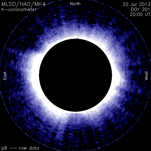 White-light coronameter images from the High Altitude Observatory Mauna Loa Solar Observatory. Source: Solar Data Analysis Center